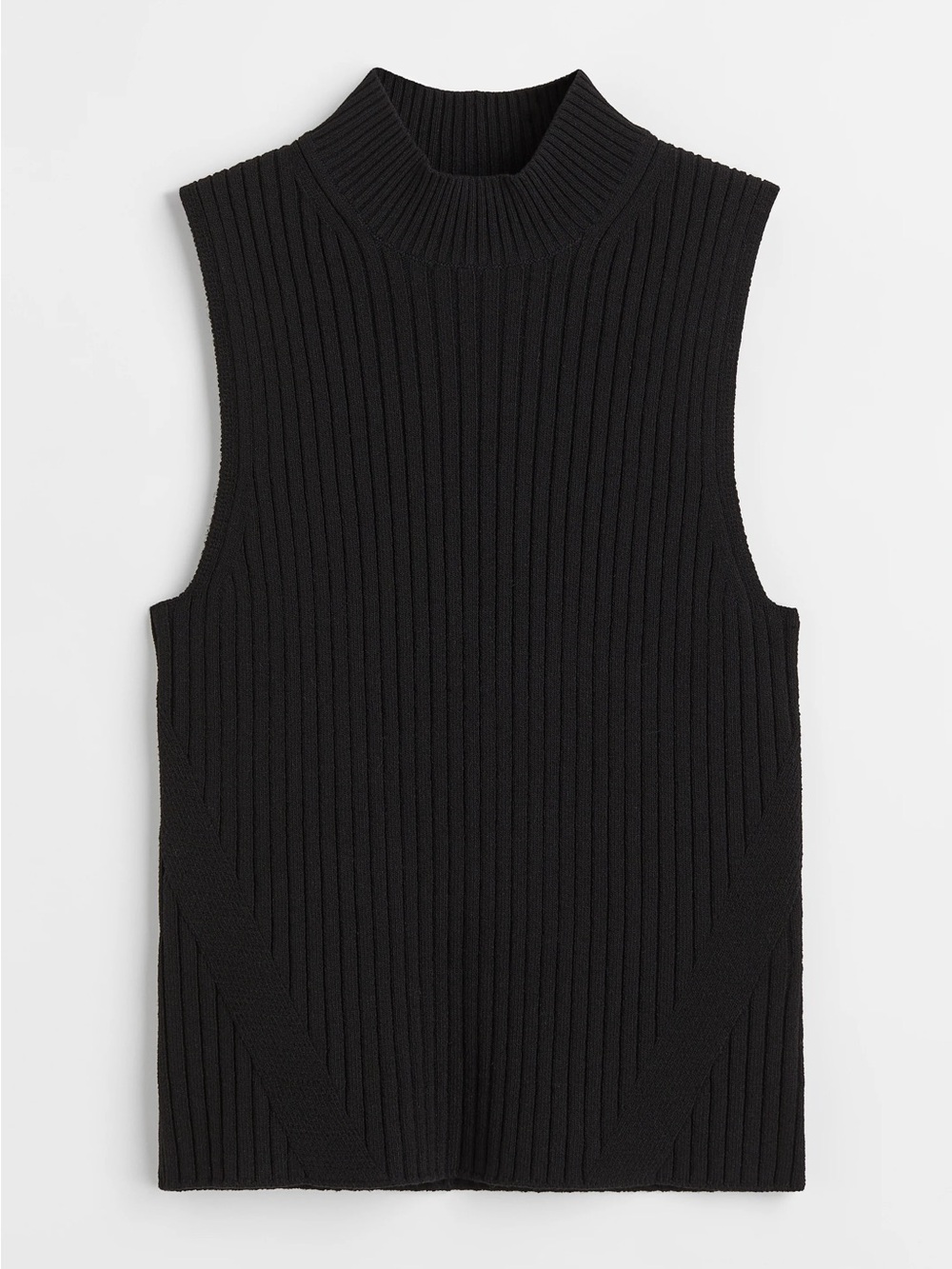 Zara Sleeveless Ribbed Mock Neck Top - Black